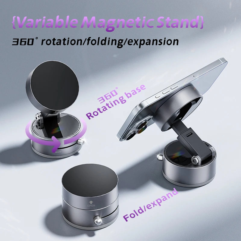 Magnetic Vacuum Suction Cup Mobile Support for Car or any other surface Mount 360° Rotation Foldable N54 Strong Magnetic Lazy Phone Holder For iPhone Android