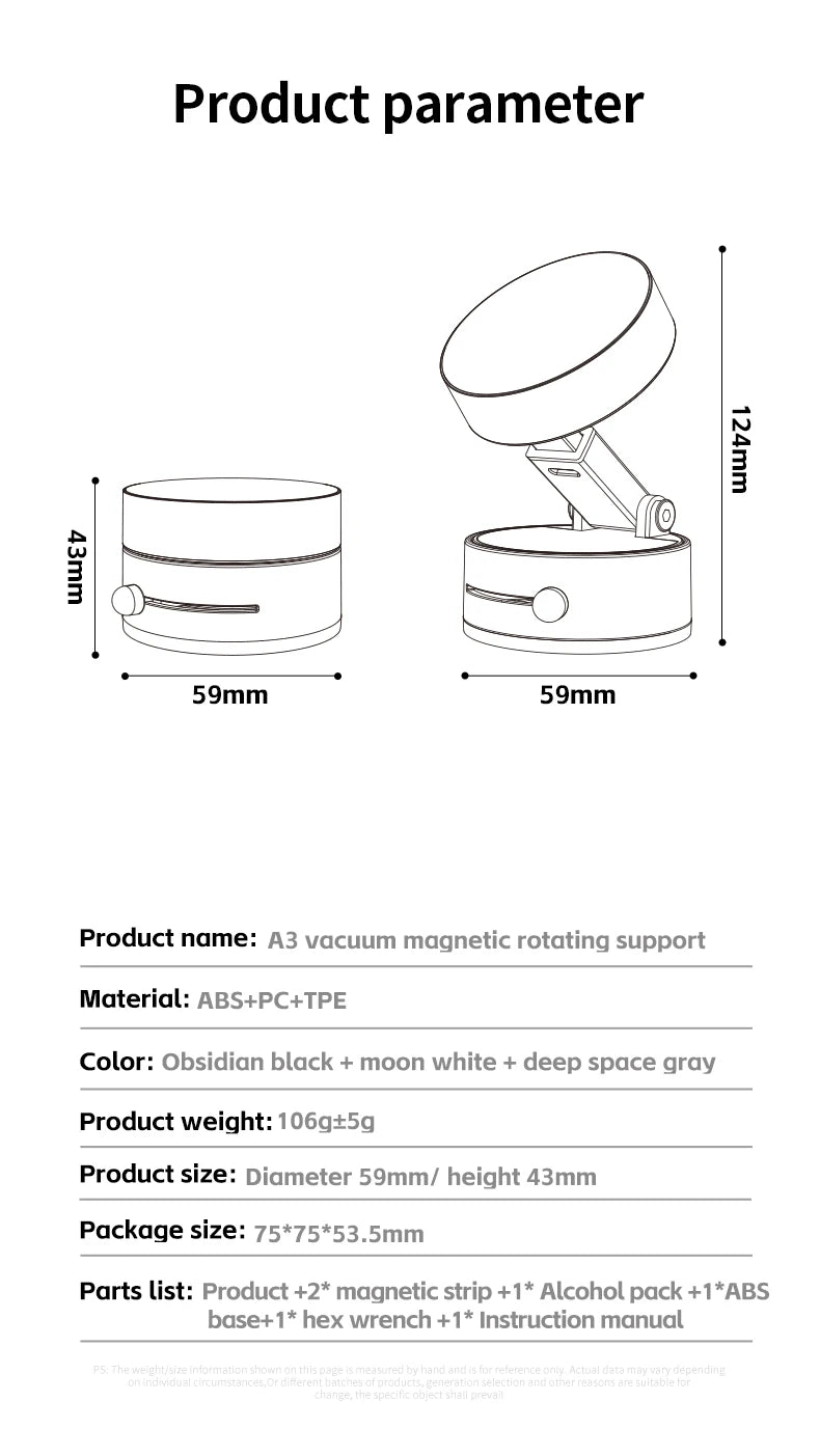 Magnetic Vacuum Suction Cup Mobile Support for Car or any other surface Mount 360° Rotation Foldable N54 Strong Magnetic Lazy Phone Holder For iPhone Android