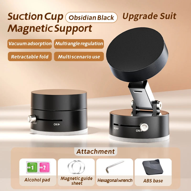 Magnetic Vacuum Suction Cup Mobile Support for Car or any other surface Mount 360° Rotation Foldable N54 Strong Magnetic Lazy Phone Holder For iPhone Android